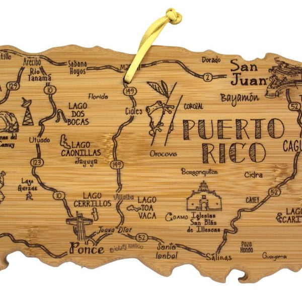 Personalized Puerto Rico Cutting Board -Landmarks Puerto Rico Bamboo Cutting Board Custom Engraved - Wedding Gift - Housewarming Gift