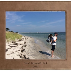 Personalized 8&quot;x10&quot; Leatherette Picture Frame - Engraved Leatherette Wedding Frame - Custom Engraved Faux Suede Frame