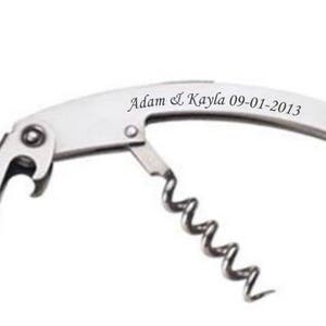 5 Custom Stainless Steel 3-Function Wine Key - Engraved Wedding Favors, Christmas Gift, Corkscrew, Kitchen & Dining, Bottle Opener, Metal