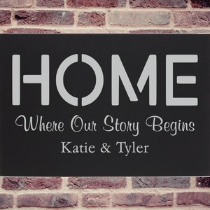 Personalized Wall Art - Where Our Story Begins Engraved Wall Art - Home Decor - Housewarming Gift - Closing Gift - Custom Wall Decor 12x18&quot;