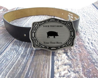 Personalized Pig Belt Buckle | Custom Belt Buckles |  Engraved Belt Buckle Gift | Animal Belt Buckle | Gift For Her | Gift For Him