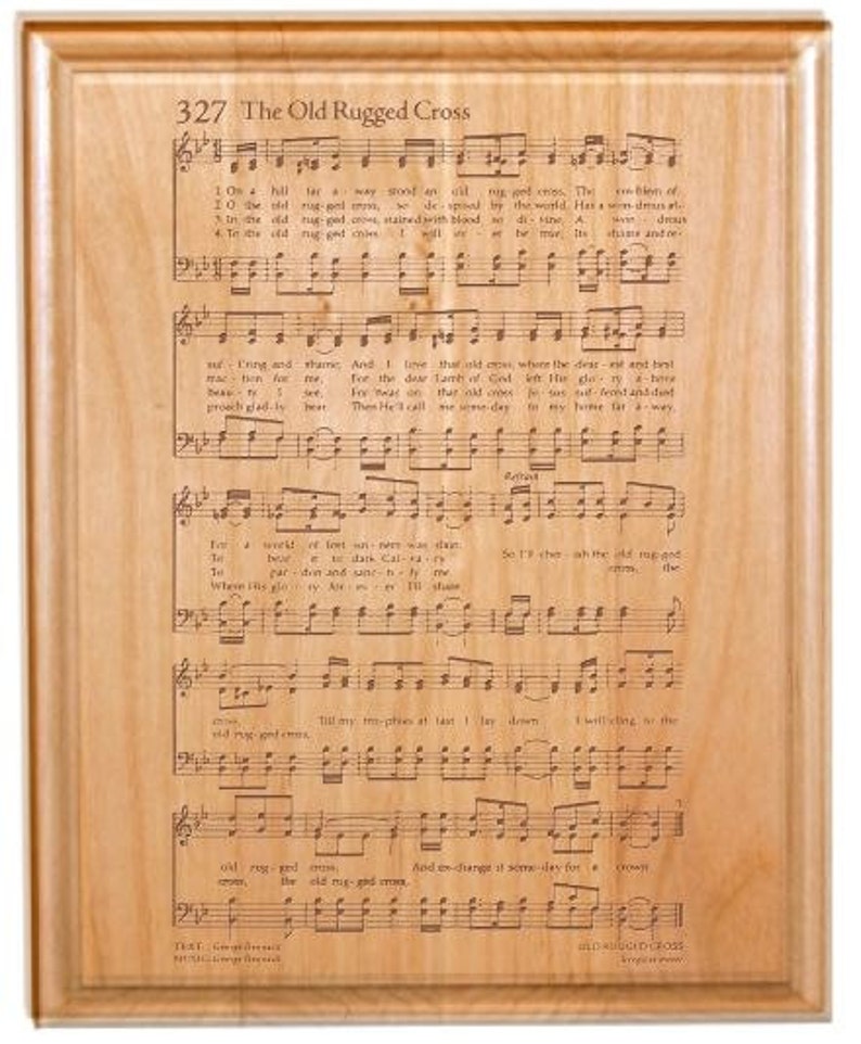 Old Rugged Cross Hymn Plaque Engraved Solid Alder Wood Etsy
