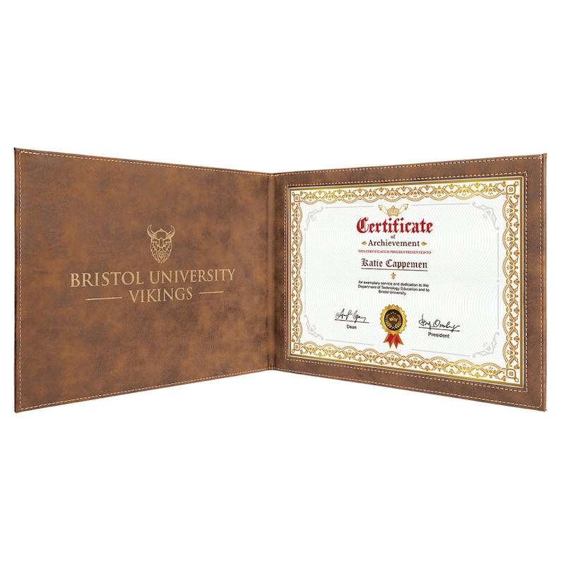 Certificate Folder Engraved Leather Certificate Holder Personalized Diploma Folder Wedding Gift Diploma Holder Graduation Gift