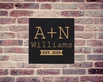 Personalized Wall Art  - Initials Engraved Wall Art - Home Decor - Housewarming Gift - Custom Wall Decor 10x10 or 14x14