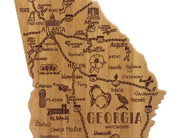 Personalized Georgia Cutting Board -Landmarks Georgia Bamboo Cutting Board Custom Engraved - Wedding Gift - Housewarming Gift - State Gift