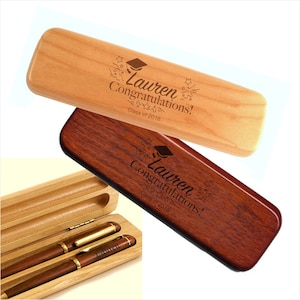 Personalized Graduation Wood Double Pen Set - Engraved wood pen presentation set, College Grad Pen Set, Engraved graduation gift