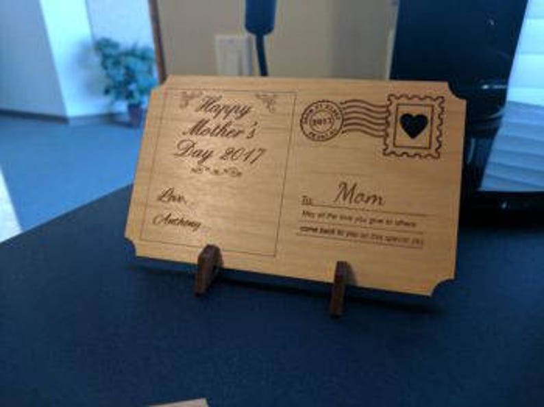 Custom Mother's Day Post Card Gifts for Mom From Daughter Wood Postcards unique Personalized Card Wood Card Engraved Heart image 8