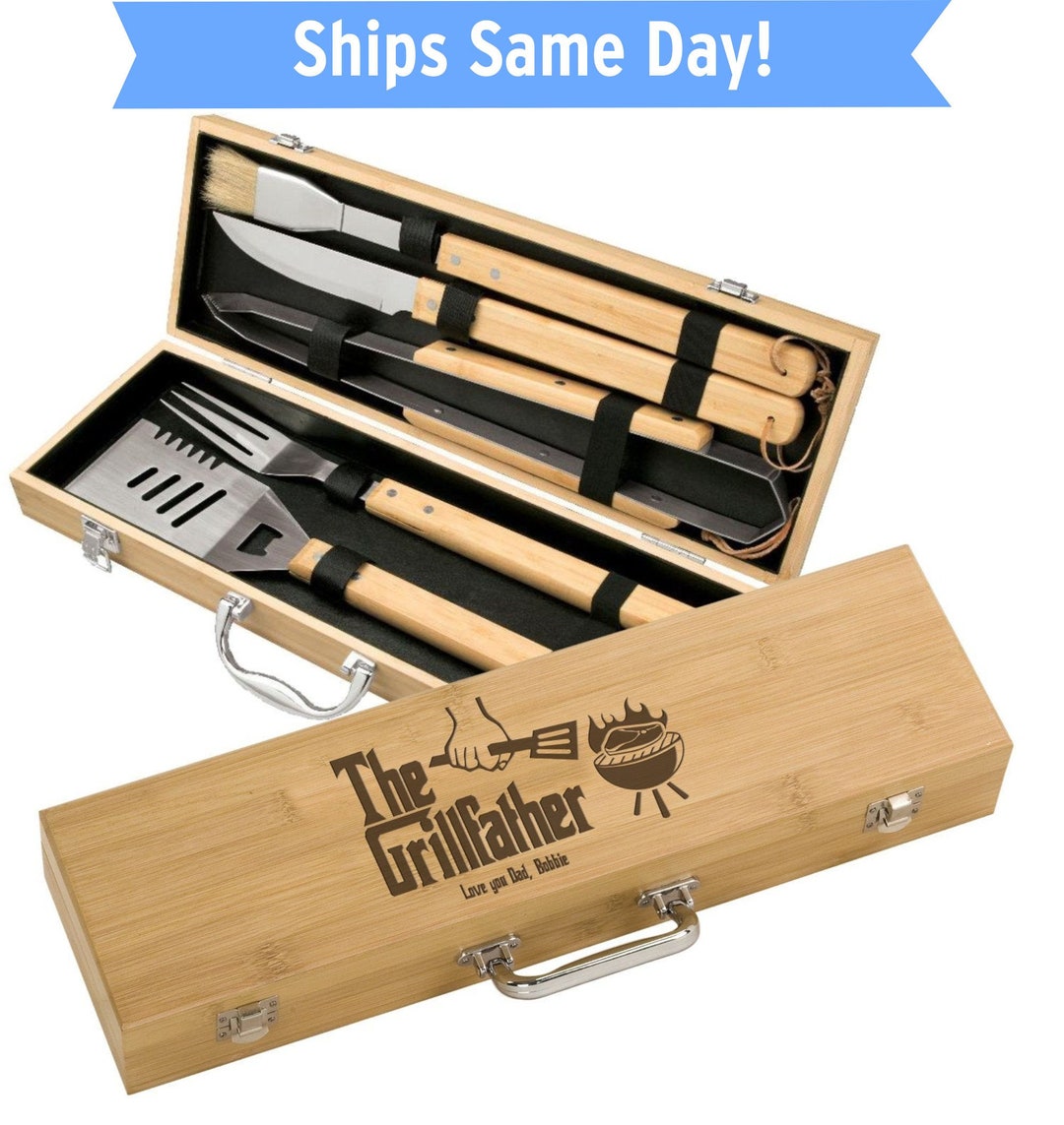 Personalized Grillfather 5 Piece BBQ Gift Set Engraved Godfather Style