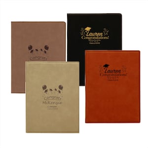 Personalized Graduation Design Faux Leather Portfolio with Notepad - Laser Etched Professional Portfolio - Graduation Portfolio Gift