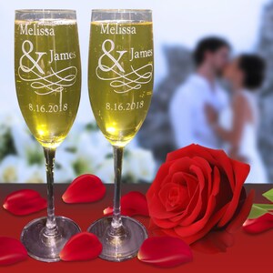 Personalized Wedding Toast Champagne Flutes, Set of 2, in Gift Box, Wedding gift, wedding favor