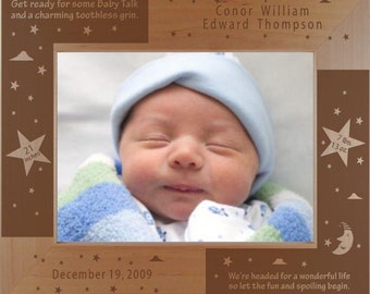 Personalized New Baby Photo Frame - Engraved Wood Baby Picture Frame - Christening Gift - New Parents Frame - Grandparents Gift Frame