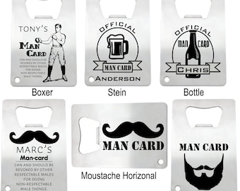 9 Personalized Stainless Steel Man Card Credit Card Bottle Opener - engraved bottle opener groomsman gift personalized bachelor party favor