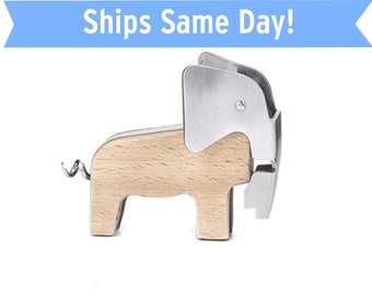 Personalized Elephant Corkscrew - Custom Corkscrew - Wood Corkscrew - Unique Elephant Gift - Wine Gift