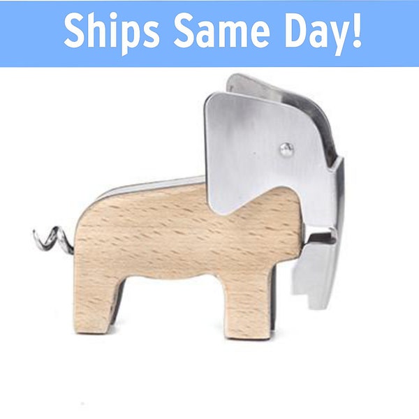 Personalized Elephant Corkscrew - Custom Corkscrew - Wood Corkscrew - Unique Elephant Gift - Wine Gift