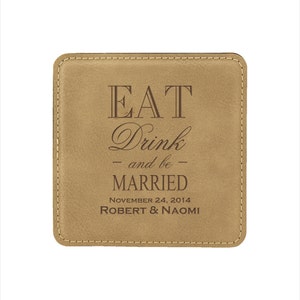 12 der benutzerdefinierten lasergravierten Kunstleder-Untersetzer - personalisierte Hochzeitsbevorzugung - gravierter Untersetzer - Groomsman Coaster