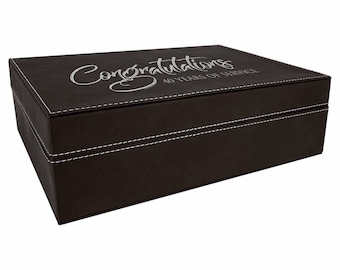 Engraved Leather Gift Box - Personalized Wedding Gift Box - Personalized Leather Storage Box - Housewarming Gift Box