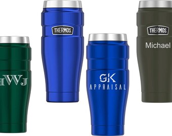 Engraved Thermos Stainless King 16oz Travel Tumbler Leak Proof - Insulated Coffee Mug - Personalized Thermos Coffee Travel Mug