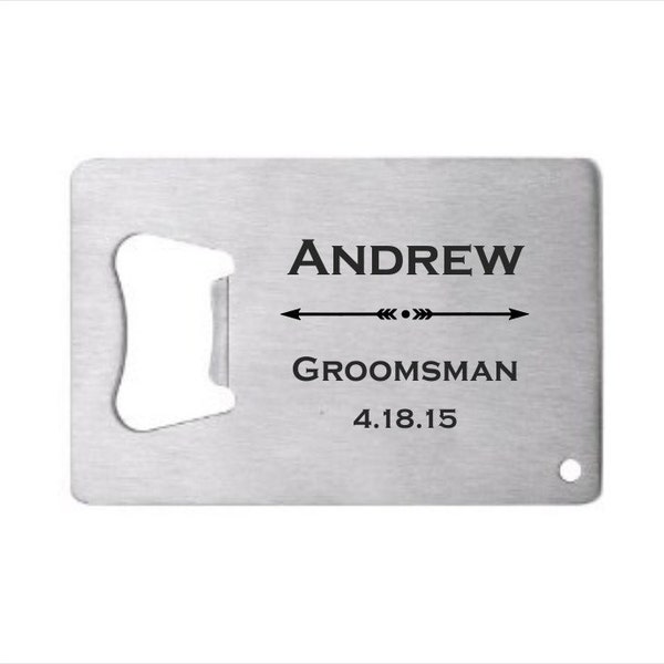 170 Personalized Stainless Steel Credit Card Bottle Opener, engrae opener wedding favor, groomsman gift, personalized party favorved bottl