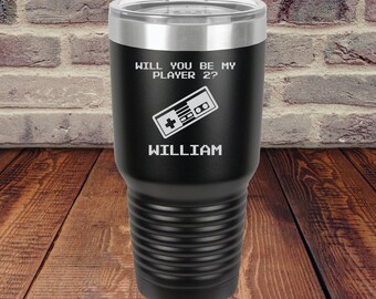 Be My Player 2 30oz Stainless Insulated Tumbler - Valentine's Day Gamer Gift, Couples Gift, Nintendo Gift, Nerd gift, Personalized Tumbler