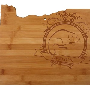 Personalized Oregon Cutting Board - Oregon Shaped Bamboo Cutting Board Custom Engraved - Wedding Gift, Couples Gift, Housewarming Gift