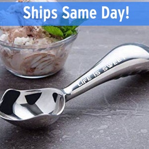 Personalized Ice Cream Scoop, Ergonomic Stainless Steel, Custom Gift, Valentines Day, Wedding, Dad, Mom, Housewarming Custom Ice Cream Spoon image 1