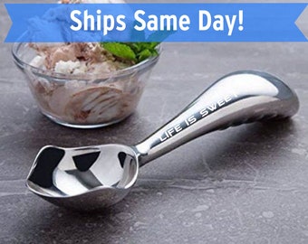 Cuchara para helado personalizada, ergonómica de acero inoxidable, regalo personalizado, día de San Valentín, boda, papá, mamá, inauguración de la casa Cuchara para helado personalizada