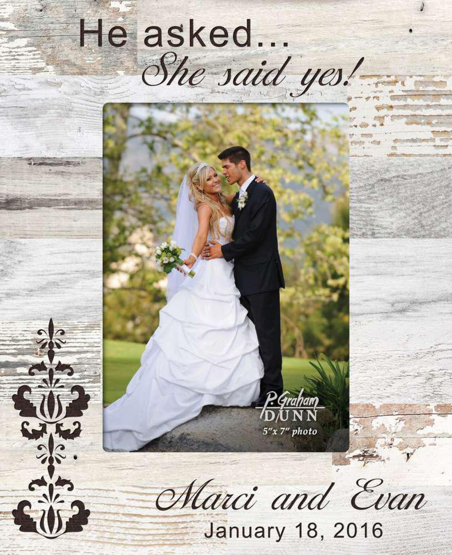 Personalized Wedding Photo Frame Engraved Wood Wedding Etsy