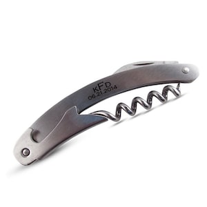 Personalized 3-Function Steel Corkscrew - Engraved Wedding Favor, Groomsman Gift, Anniversary Present - Custom Corkscrew
