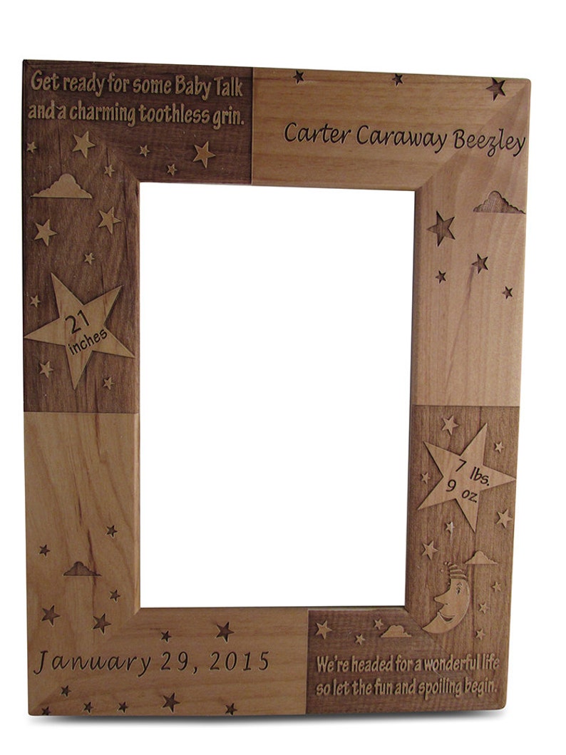 Personalized New Baby Photo Frame Engraved Wood Baby Picture Etsy