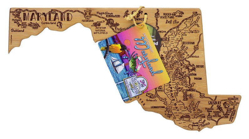 Personalized Maryland Cutting Board -Landmarks Maryland Bamboo Cutting Board Custom Engraved Wedding Gift State Gift Housewarming Gift