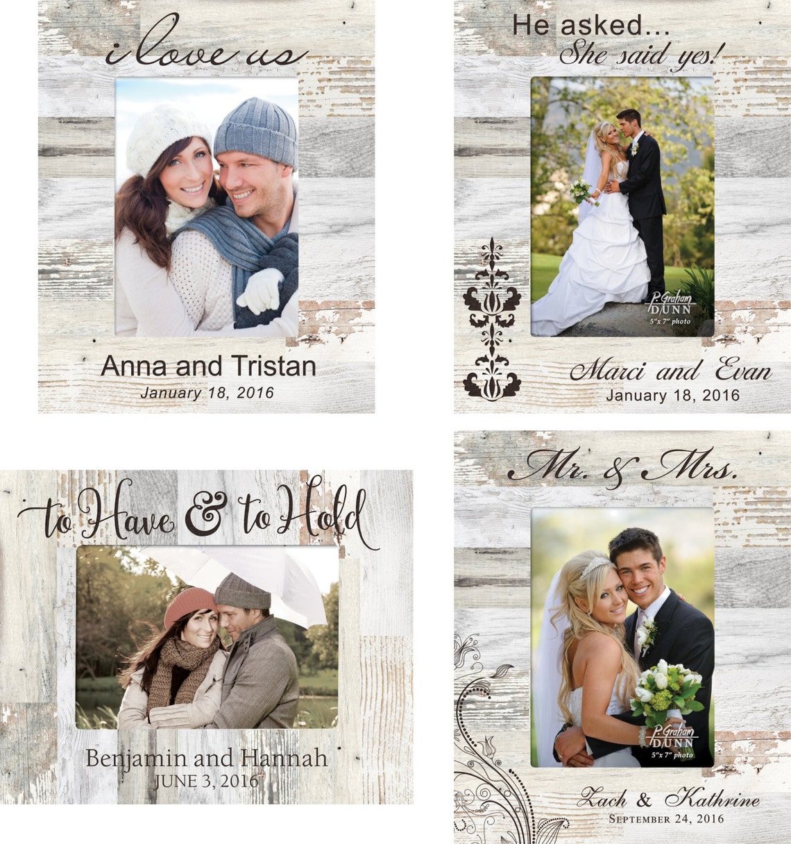 Personalized Wedding Photo Frame Engraved Wood Wedding Etsy