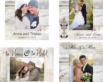 Personalized Wedding Photo Frame - Engraved Wood Wedding Picture Frame - Engagement designed frame - Love Anniversary Frame - Pallet