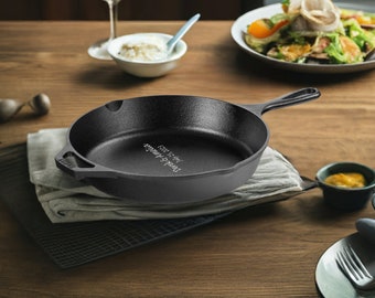 Engraved 10&quot; Cast Iron Skillet - Personalized - Custom Skillet - Cast Iron - Housewarming Gift - Wedding Gift - Made in USA
