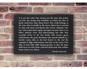 Theodore Roosevelt &quot;Man in the Arena&quot; Speech Wall Art Graduation Gift Inspirational Wall Art Motivational Wall Decor history gift for office