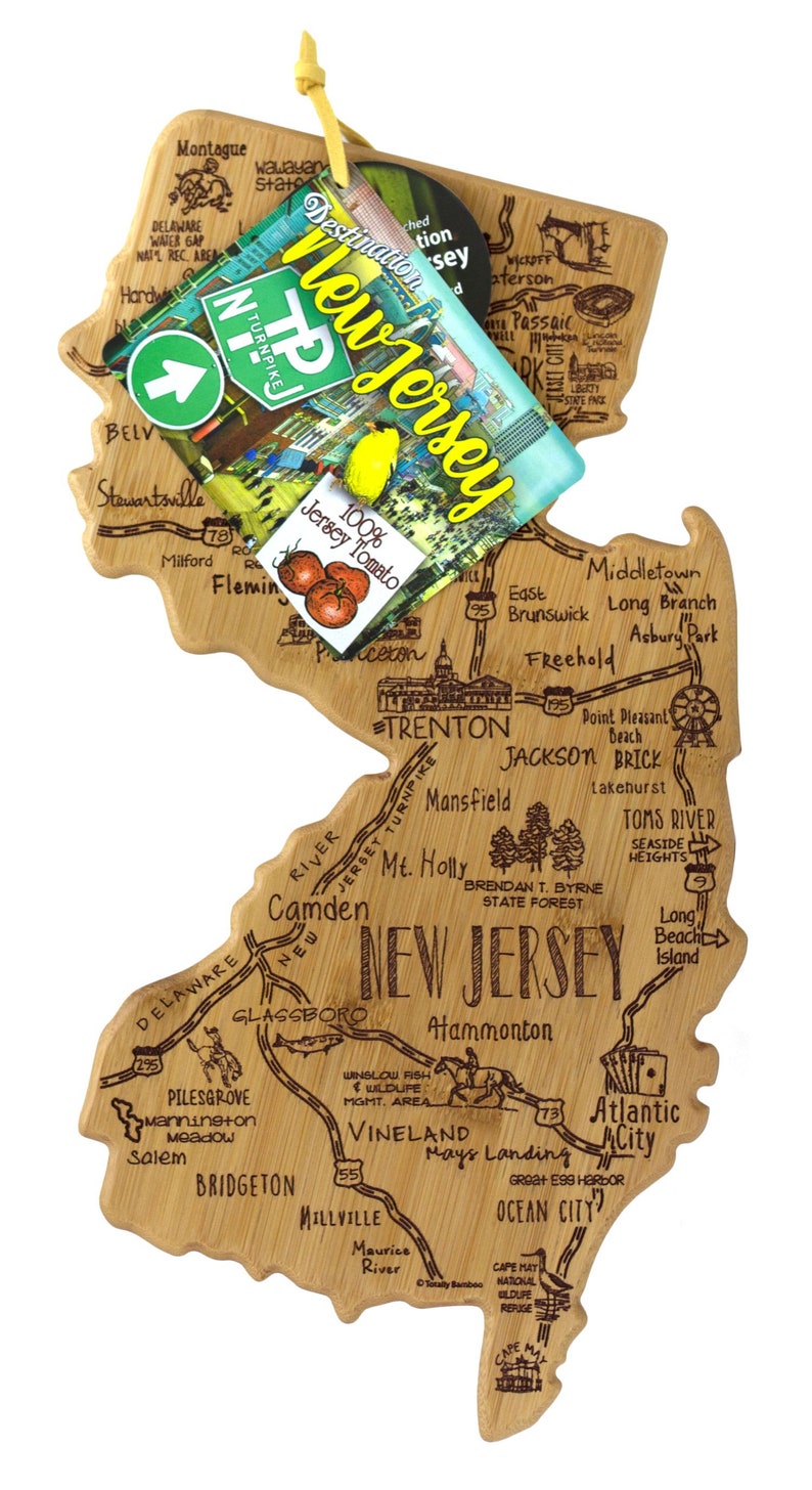 Personalized New Jersey Cutting Board Landmarks New Jersey Etsy