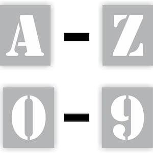 Up To 5 of Custom Alphabet and Number Stencils - Choose Your Characters Stencil Set Creator