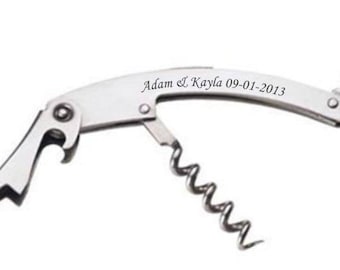 160 Custom Stainless Steel 3-Function Wine Key - Engraved Wedding Favors, Personalized Corkscrew, Kitchen & Dining, Bottle Opener, Metal