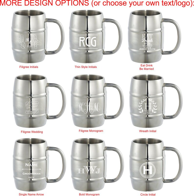 Engraved 14oz Stainless Steel Barrel Mug Personalized Beer Etsy