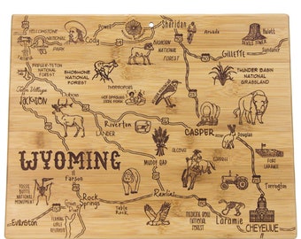 Unique Cutting Board - Wyoming Destinations Cutting Board - Christmas Gift For Parents