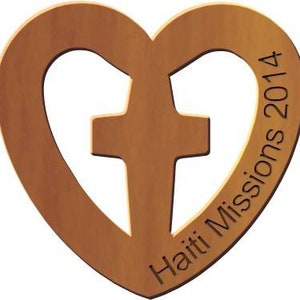 Wooden Pocket Token | Cross in Heart Pocket Token | Faith Pocket Token | Church Gift | Personalized Pocket Token | Custom Pocket Cross