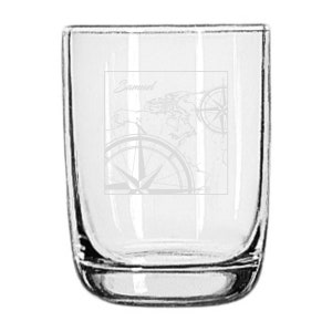 Cristalería de diseño de mapa y brújula - Favor de fiesta de boda - Tazas de vidrio Regalo de bienvenida - Regalo de viaje grabado en cristalería - Regalo de boda