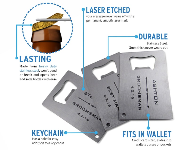 engrave opener wedding favor personalized party favor 155 of Personalized Stainless Steel Credit Card Bottle Opener groomsman gift