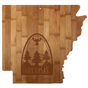 Personalized Arkansas Cutting Board - Arkansas Shaped Cutting Board, Bamboo, Custom Engraved - Wedding Gift, Couples Gift, Housewarming Gift