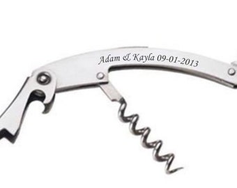 60 Custom Stainless Steel 3-Function Wine Key - Engraved Wedding Favors, Personalized Corkscrew, Kitchen & Dining, Bottle Opener, Metal