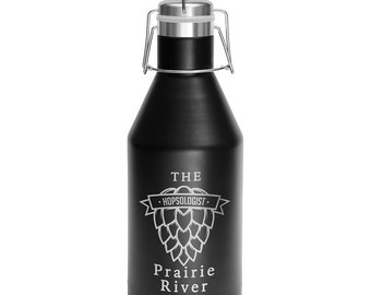 Custom Engraved 64oz Growler Vacuum Insulated Stainless Steel Swing-Top Lid - Personalized Groomsman Gift - Custom Father's Day Gift