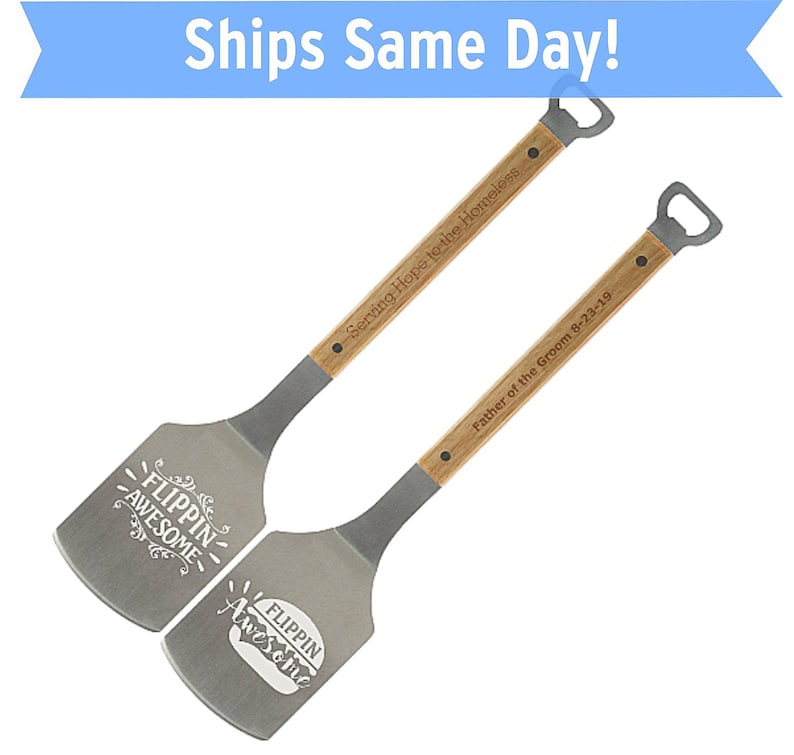 Personalized Flippin Awesome BBQ Spatula Engraved Groomsman Gift Personalized Father's Day gift, custom grilling gifts BBQ Tools image 1