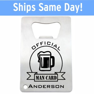 Personalized Stainless Steel Man Card Credit Card Bottle Opener - engraved bottle opener groomsman gift, personalized bachelor party favor