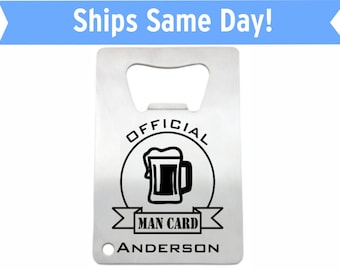 Personalized Stainless Steel Man Card Credit Card Bottle Opener - engraved bottle opener groomsman gift, personalized bachelor party favor