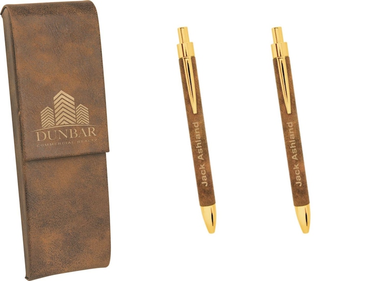 Personalized Double Leather Pen Set Engraved Leather two pen Etsy