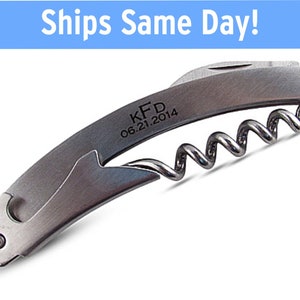Personalized Corkscrew 3-Function Wine Key - Engraved Wedding Favors, Metal Corkscrew, Groomsmen, Bridesmaids, Bottle Opener, Wine Lovers